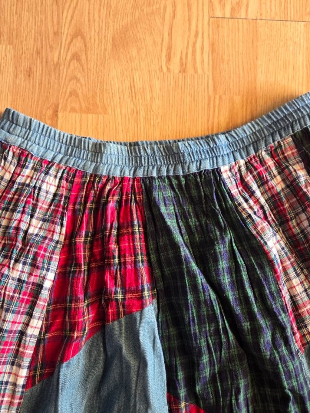 Vintage 90s Casey & Max Patchwork Plaid Maxi Skirt M Grunge